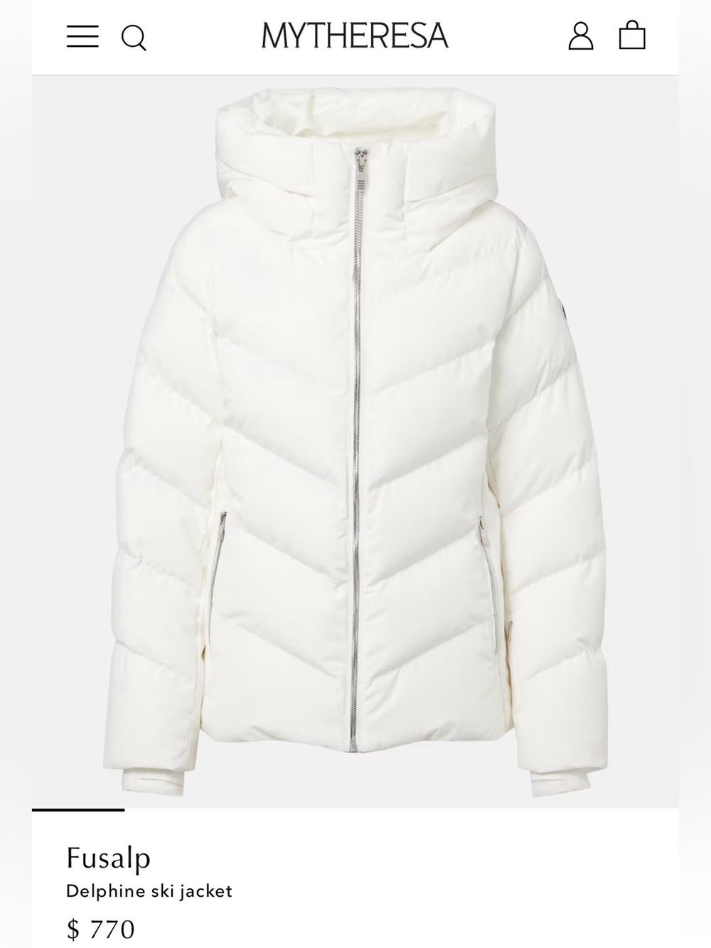 Fusalp White Down Puffer Jacket with Hood